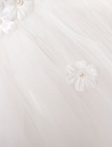 White Pageant Tutu Dress With Lace Flower Applique flower girl dress-Dbrbridal