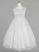 White Tulle Jewel Neck Sleeveless Formal Kids Pageant flower girl dresses-Dbrbridal