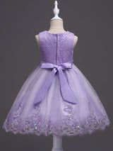 White Tutu Kids Dinner Party Dresses Lace Applique Pearls Tassels Princess Social Dresses-Dbrbridal