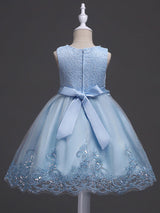 White Tutu Kids Dinner Party Dresses Lace Applique Pearls Tassels Princess Social Dresses-Dbrbridal