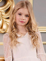 White V-Neck Long Sleeves Polyester Kids Social Party Dresses-Dbrbridal