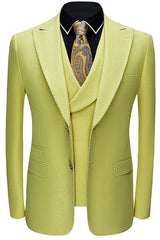 Yellow Three Pieces Peaked Lapel New Arrival Prom Suits for Men-Dbrbridal