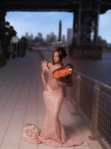 Glamorous Dusty Rose Off-The-Shoulder Sweetheart Wedding Dresses Mermaid Column Floor Length With Beads