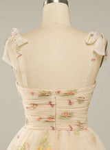 A-Line Sweetheart Sleeveless Tulle Lace Short/Mini Homecoming Dress With Pleated