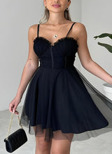 A-Line Sweetheart Sleeveless Short/Mini Tulle Homecoming Dresses