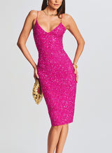 Sheath/Column V-Neck Sleeveless Sequined Homecoming Dresses