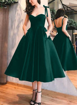 A-Line Satin Sweetheart Homecoming Dresses With Pockets
