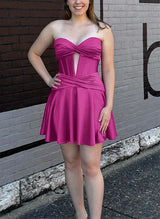 A-Line Sweetheart Silk Like Satin(Non-Stretch) Homecoming Dresses