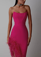 Sheath/Column Strapless Asymmetrical Elastic Satin Homecoming Dresses