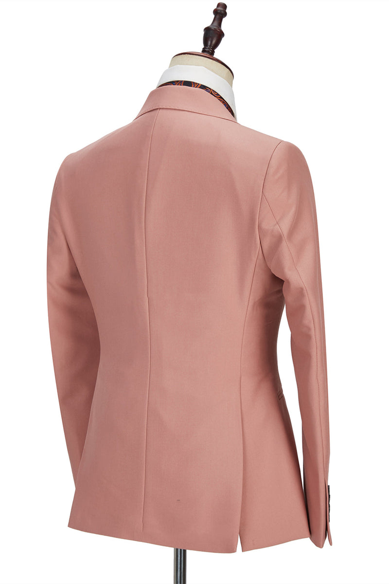 3 Piece Coral Pink Two Buttons Peak Lapel Gorgeous Men's Suit-Dbrbridal