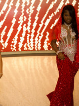 Charming Burgundy Sleeveless Sequin Wedding Dresses Mermaid Sheath With Gem