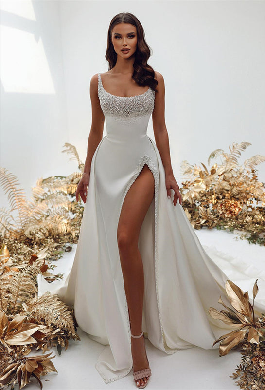 reception dress for bride long Strapless Lace Bridal reception gown