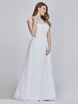 A Line Jewel Neck Lace Sleeveless Floor Length Lace Party Dresses