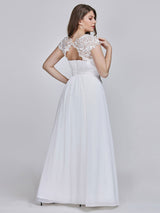 A Line Jewel Neck Lace Sleeveless Floor Length Lace Party Dresses