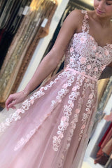 A-line Sweetheart Sleeveless Long Backless Lace Applique Prom Dresses