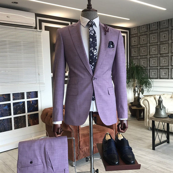 Amazing Amazing Purple 2-Pieces Peaked Lapel Slim Fit Prom Suits For Men