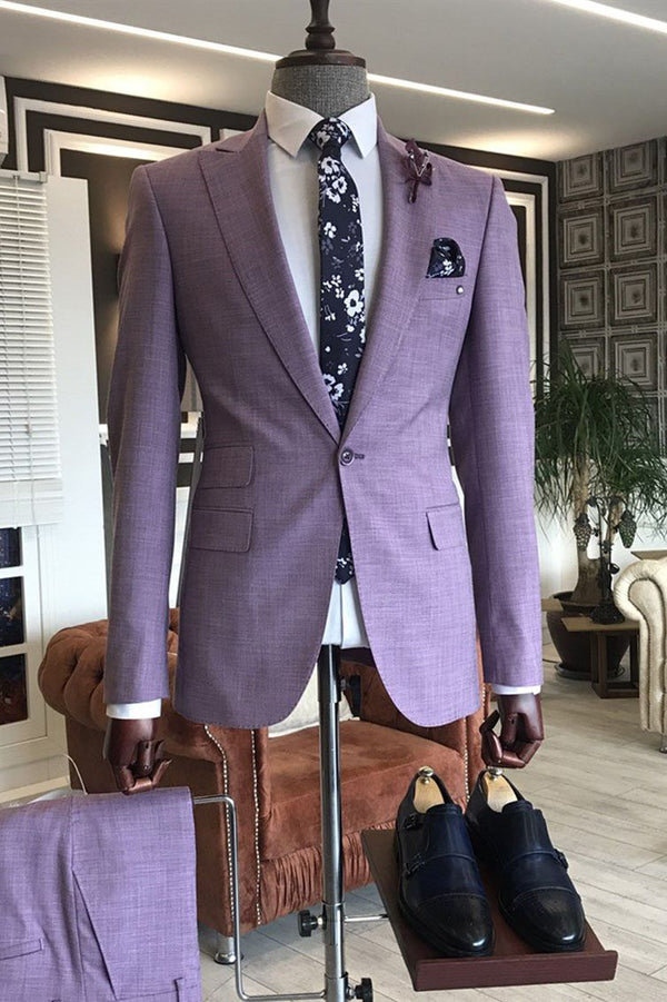 Amazing Amazing Purple 2-Pieces Peaked Lapel Slim Fit Prom Suits For Men