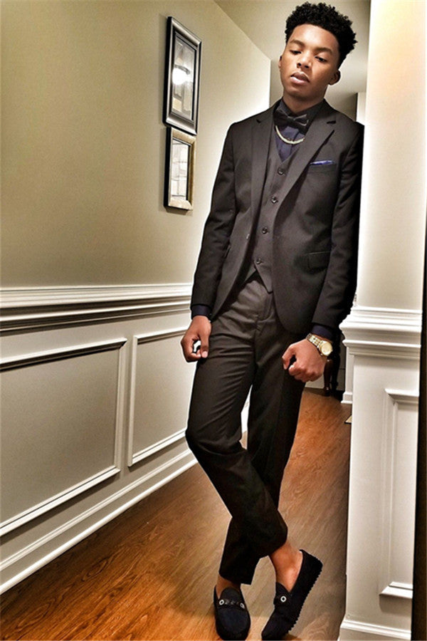 Amazing Black Bespoke Men Suit Three-Piece Notch Lapel Formal Business Suits