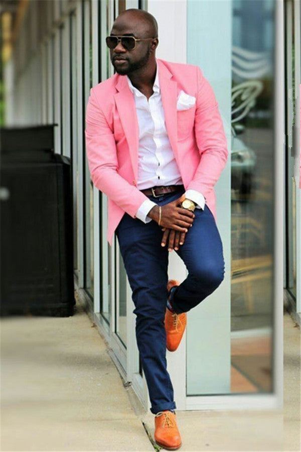 Amazing Candy Pink Two Pieces Prom Mens Suit Online