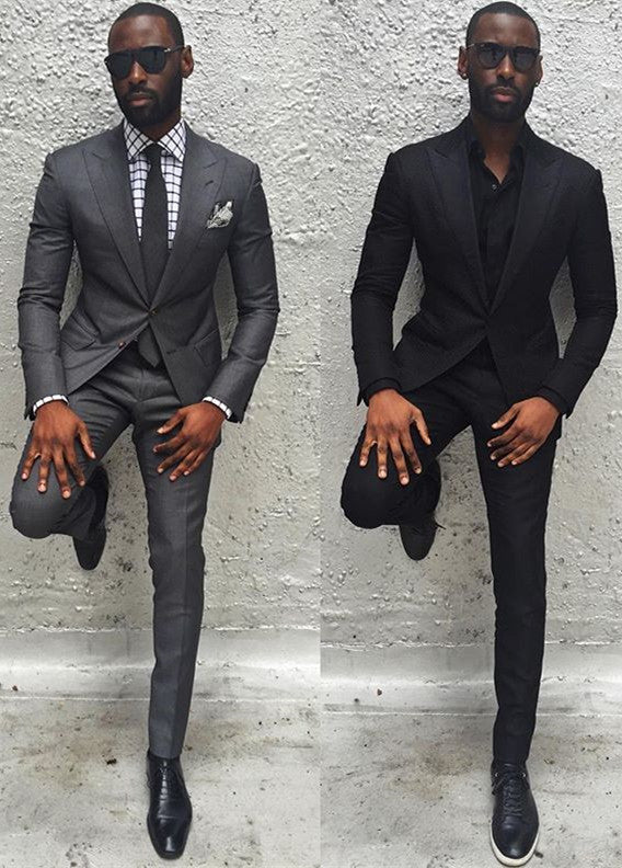 Amazing Dark Gray Slim Fit Men Suit Formal Formal Bridegroom Wedding Suits