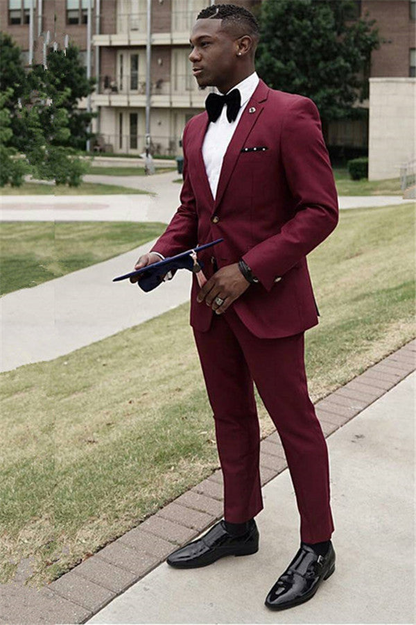 Amazing Formal Burgundy Slim Fit Two Pieces Mens Suit Online