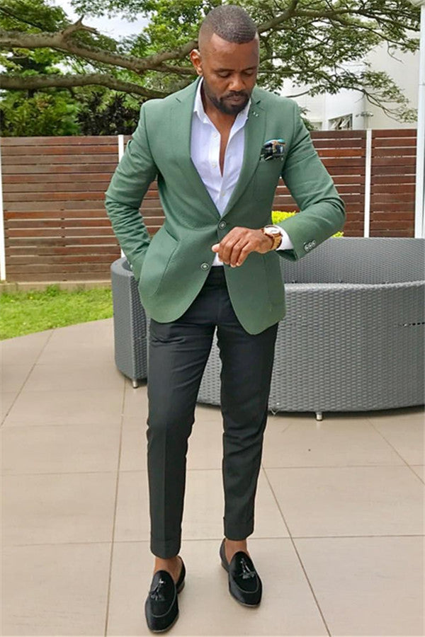 Amazing Green Fashion Slim Fit Notched Lapel Formal Mens Suits