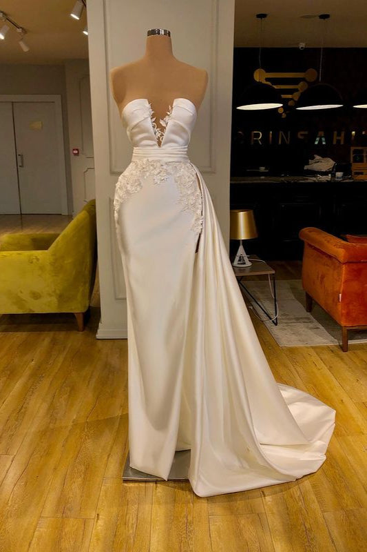 Amazing Ivory Long Prom Dress With Appliques Mermaid