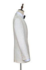 Amazing Jacquard White Tuxedos for Wedding Silk Shawl Lapel One Button Wedding Suit for Men