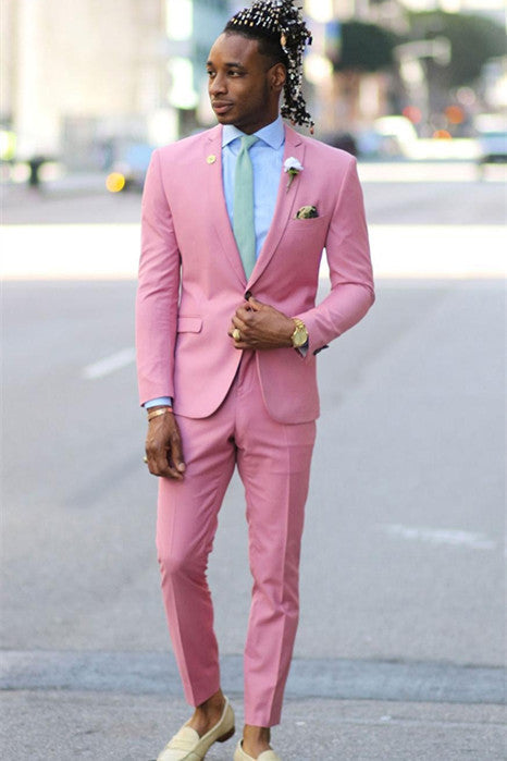 Amazing Pink Two Pieces Notched Lapel Prom Outfits for Men