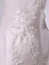 Backless Applique Satin White flower girl dress