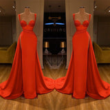 Beautiful Red Sweetheart Long Prom Dress With Split Starps