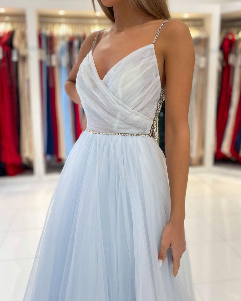 Beautiful Sweetheart Prom Dress Long Backless Tulle Evening Gowns