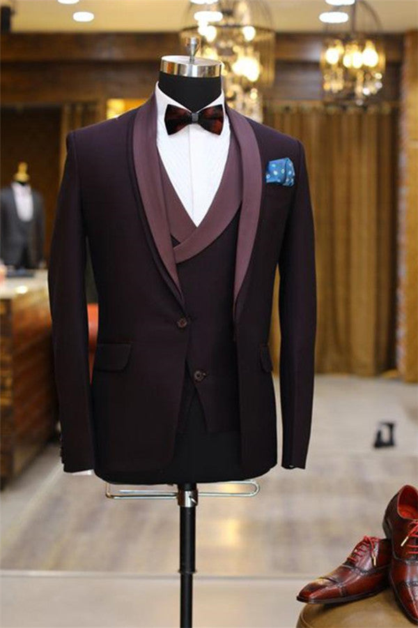 Brenden Purple Slim fit Prom Suit Three Pieces Shawl Lapel Tuxedo