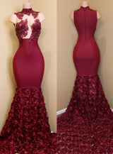 Burgundy Evening Gowns mermaid prom dress, long evening gowns