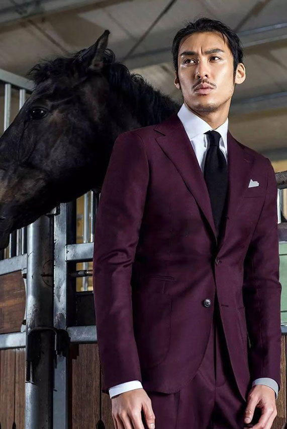 Burgundy Two Buttons Business Suits Wine Red Mens Suits for Prom
