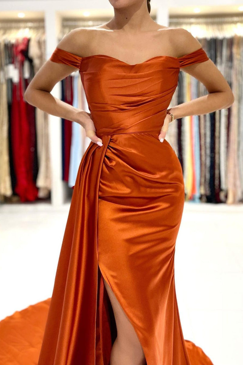 Popular Burnt Orange A-line One Shoulder Long Evening Prom Dresses, MR –  MarryLover