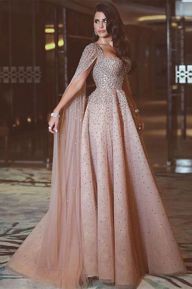 Charming Sequin Long Crystals Long Tulle Prom Dresses