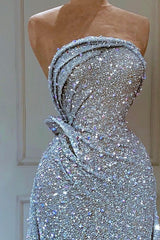 Charming Sequins Beads Long Prom Dress Overskirt Strapless