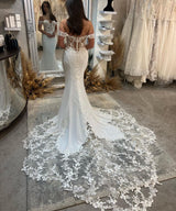 Charming Sweetheart Sleeveless Off-the-Shoulder Mermaid Lace Bridal Gown