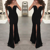 Chic Black Sweetheart Evening Party Gowns New Arrival Mermaid Formal Dresses with Slit