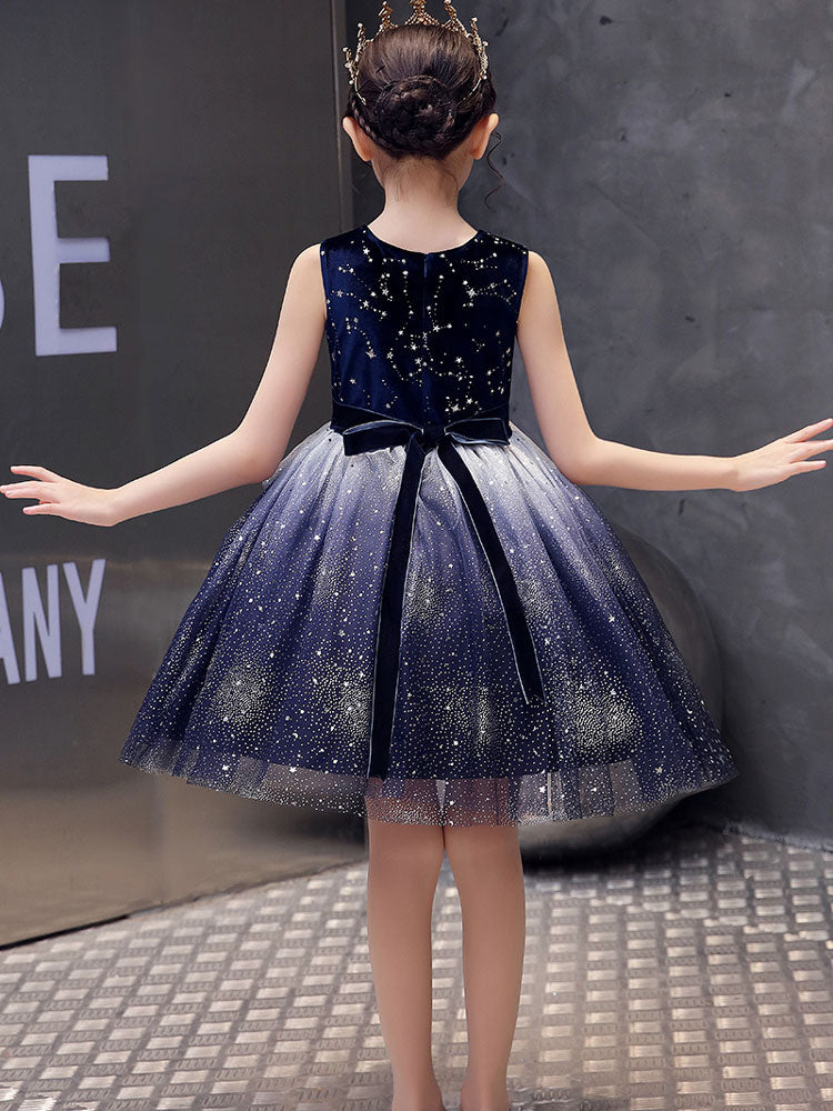 Chic Jewel Neck Tulle Sleeveless Short Princess Kids Social Party Dresses