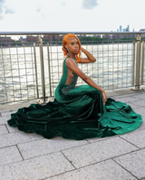 Chic Dark Green V-Neck Sleeveless Wedding Dresses Mermaid Sheath With Beads