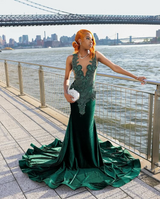 Chic Dark Green V-Neck Sleeveless Wedding Dresses Mermaid Sheath With Beads