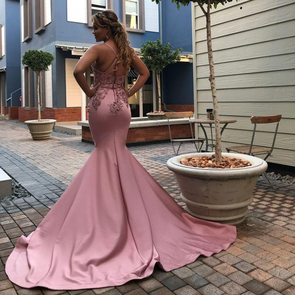 Chicable Spaghetti-Strapss Appliques Chic Mermaid Prom Dresses Trendy Crossed Shoulder strap Long Evening Dresses