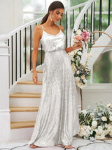 Classic Sequins Straps Sleeveless Bridesmaid Dresses