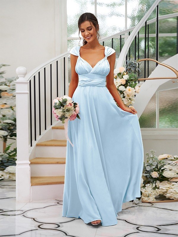 Classic V-Neck Jersey Sleeveless Bridesmaid Dresses