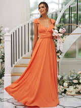 Classic V-Neck Jersey Sleeveless Bridesmaid Dresses