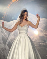 Classy FloorLength Sleeveless A Line Bridal Gown With Beads