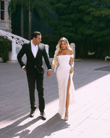 Classy Long Off-the-Shoulder Bridal Gown Slit Online