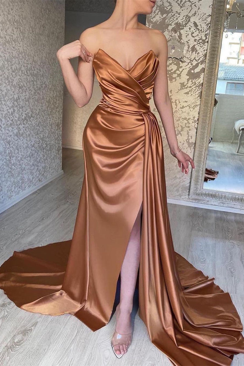 Classy Long Sleeveless New Arrival Evening Party Gowns Long Slit Online